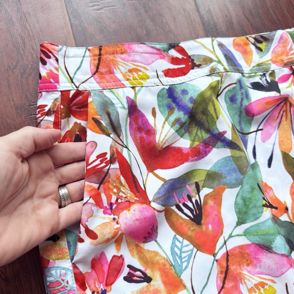 Rip Skirt Hawaii Wrap Skirt XL Length 3 Wildflower‎ Watercolor Pockets Swim - Picture 3 of 16